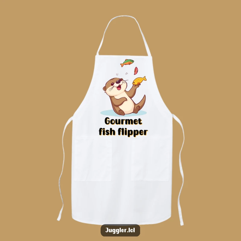 Funny Otter Juggling Fish Apron - Kitchen Fun & Chef Gift