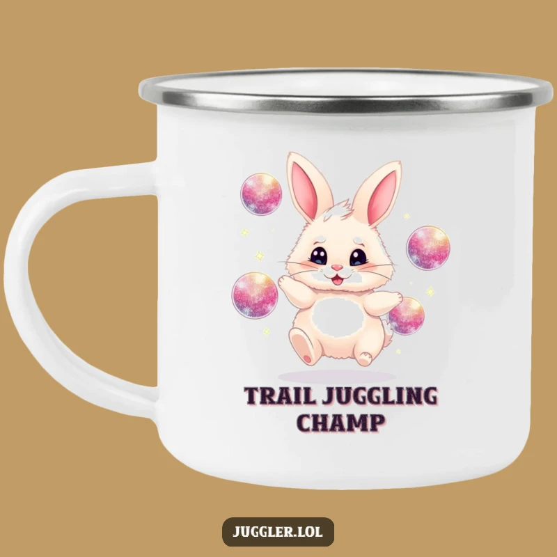 Funny Juggling Bunny Camping Mug - Humorous Gift for Playful Campers!