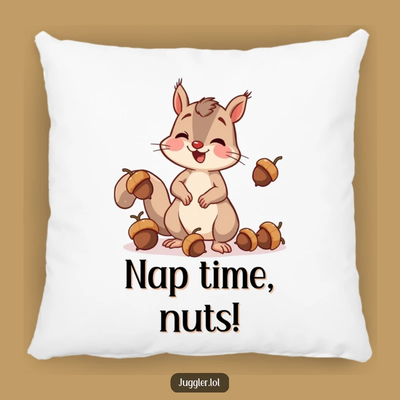 Funny Squirrel Juggling Acorns Pillow - Soft & Comical Accent Decor Gift