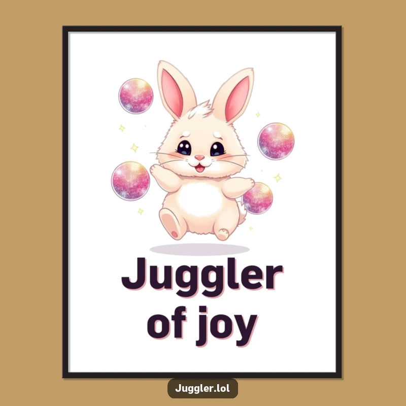 Funny Juggling Bunny Poster - Whimsical Wall Art Gift for Playful Decor!