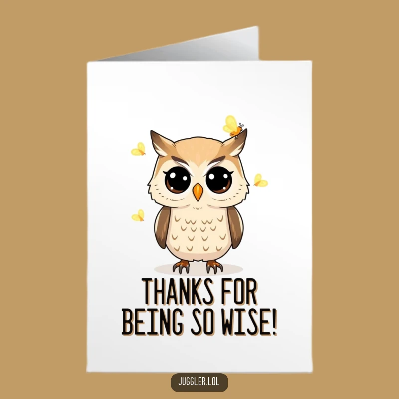 Free Printable Funny Owl Thank You Card: Firefly Juggling Gratitude Downloadable