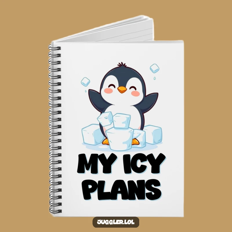 Funny Penguin Juggling Ice Notebook - Jot Down Ideas with Arctic Charm Gift